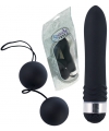 Vibromasseur noir + boules de geisha noir + lub 20 ml