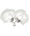 Menottes métal et plumes Blanche